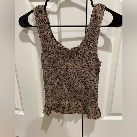 Japna Tops - Smocked Cheetah Cropped Tank